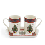 Christmas Tree Tartan Mug & Tray 3 Piece Set