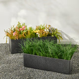 Set of 2 Eco- Friendly Faux Marble Rectangle Planters