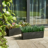 Set of 2 Eco- Friendly Faux Marble Rectangle Planters