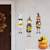 24"H Set of 3 Halloween Metal Ghost, Witch & Pumpkin Yard Stake or Hanging Decor (KD, Two function)