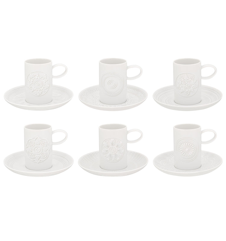 Ornament Coffee Cups & Saucers Set of 6