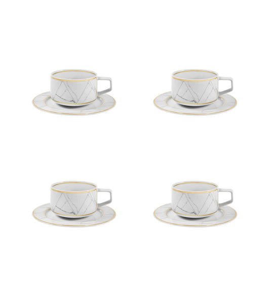 Carrara Tea Cups & Saucers Set of 4