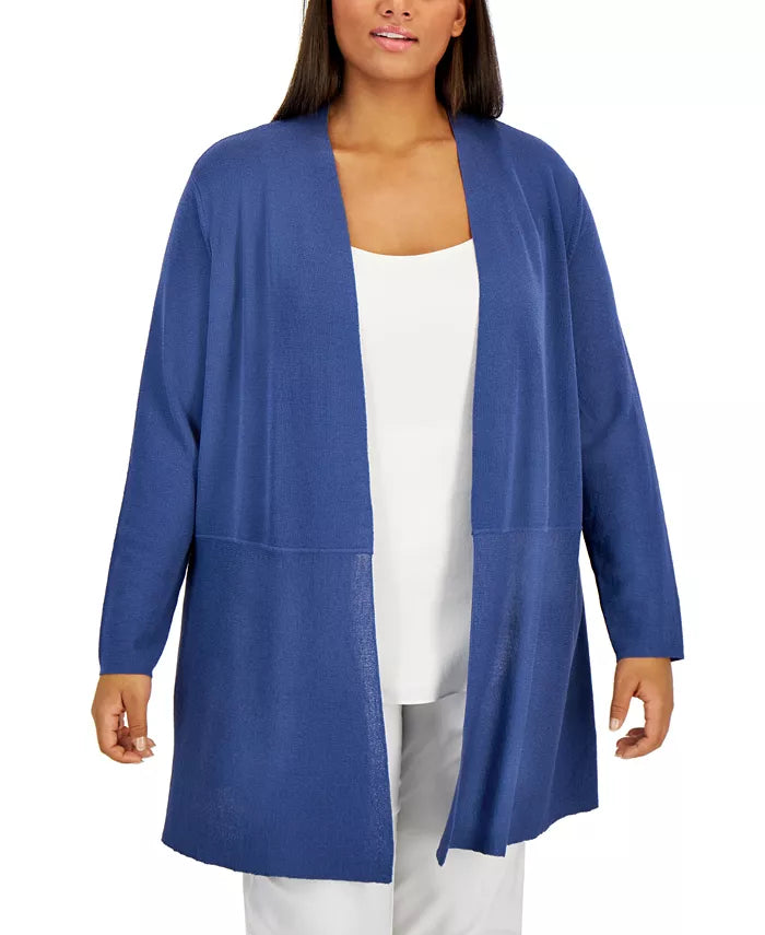  Anne Klein Plus Size Lightweight Monteray Cardigan - Espresso - Bonton