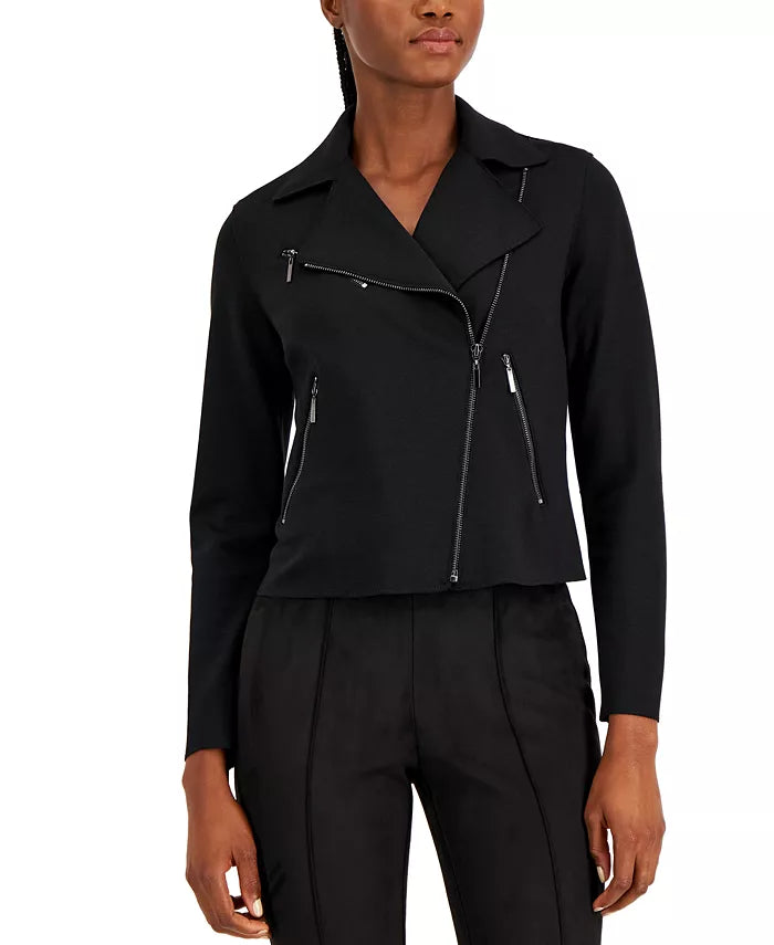  Anne Klein Zip Front Moto Jacket - Anne Black - Bonton