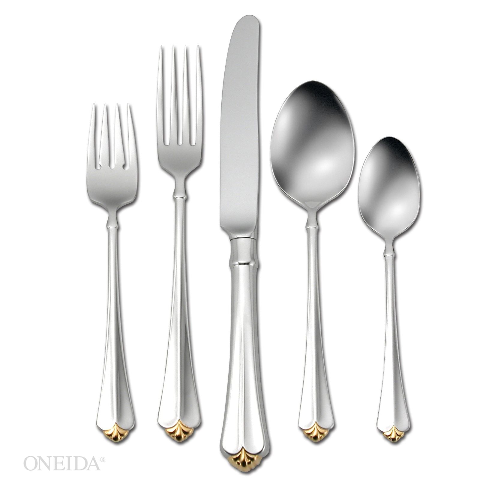  Oneida 20-Piece Golden Juilliard Flatware Set - Stainless Steel / Gold - Bonton