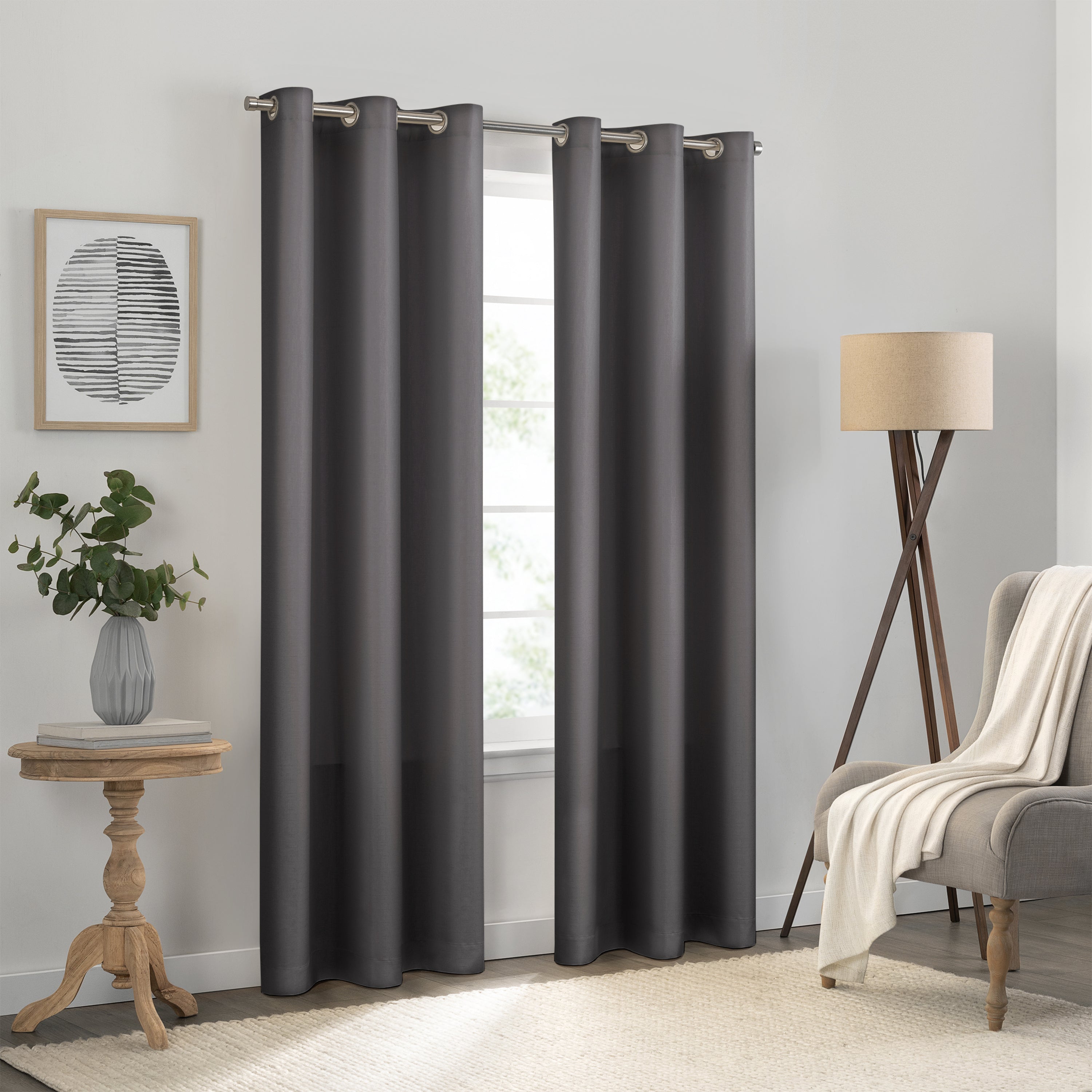  Eclipse Kendall Thermaback Blackout Grommet Curtain Panel - Charcoal - Bonton