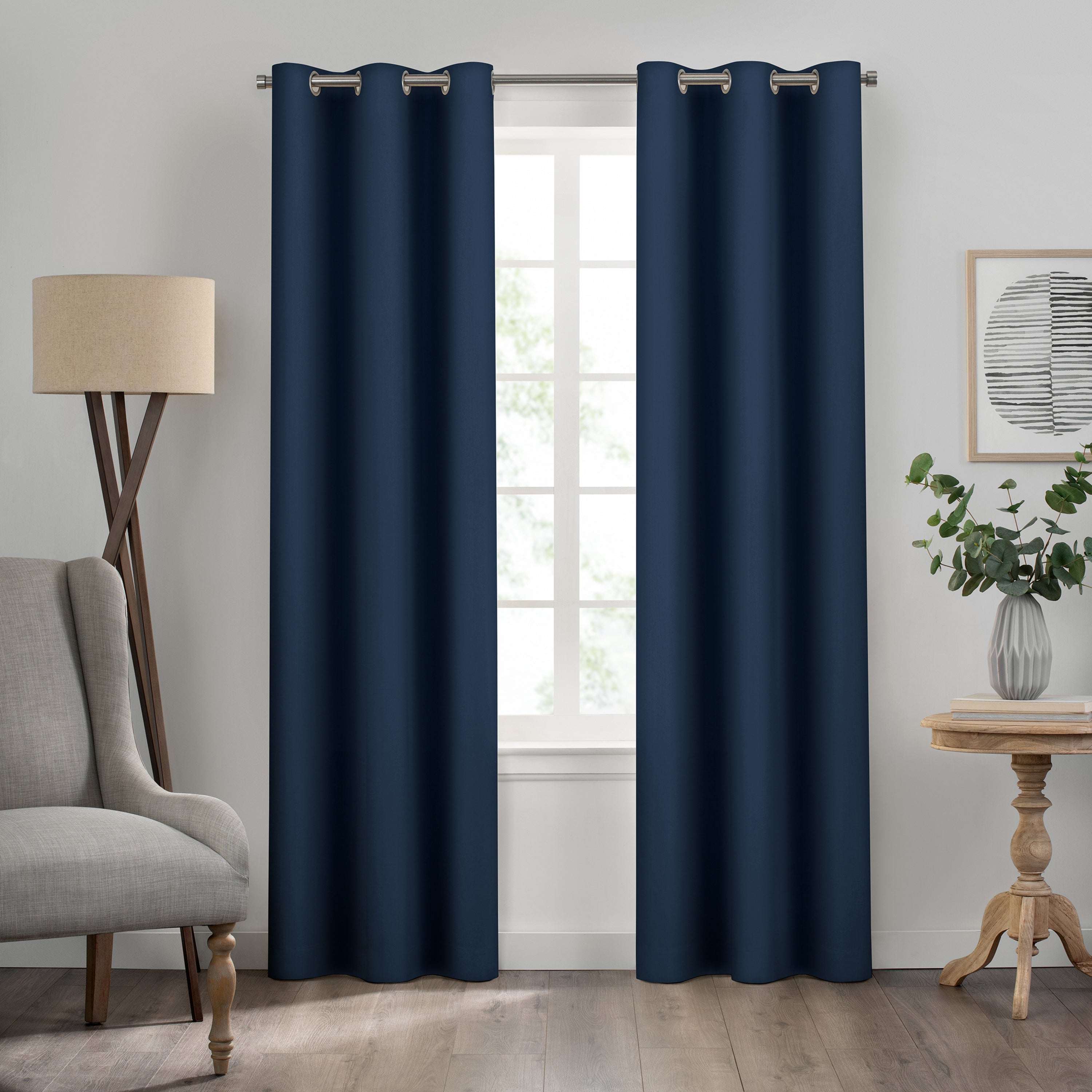  Eclipse Kendall Thermaback Blackout Grommet Curtain Panel - Black - Bonton