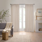Tavia Horizontal Stripe Rod Pocket Sheer Curtain Panel Dark Grey