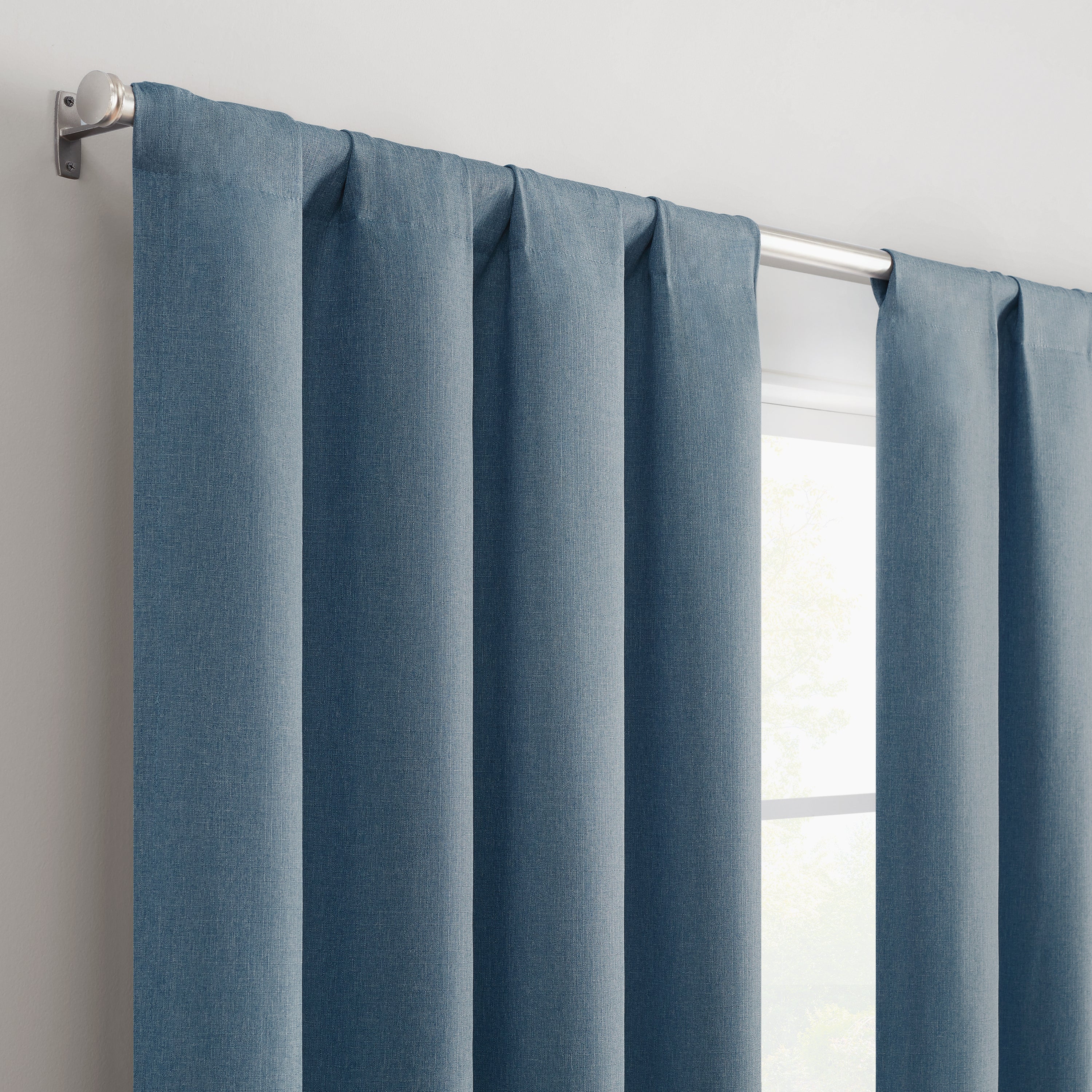  Magnitech Cannes Rod Pocket Blackout Curtain Panel - Denim Blue - Bonton