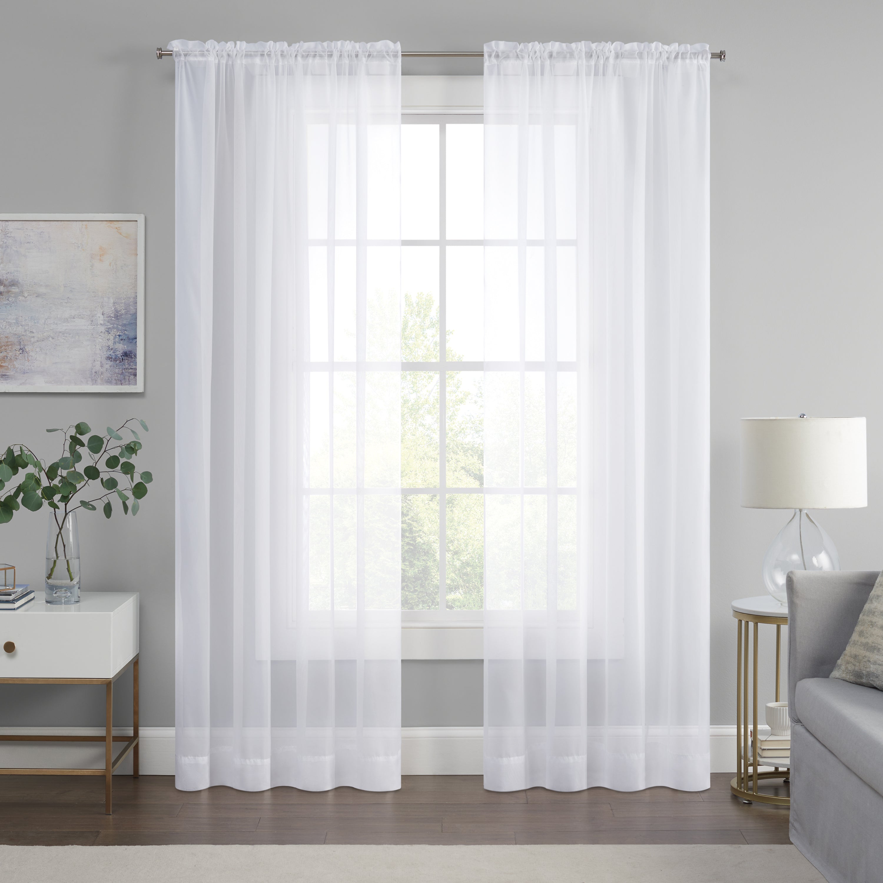  Eclipse Livia Sheer Rod Pocket Curtain Panel - Linen - Bonton