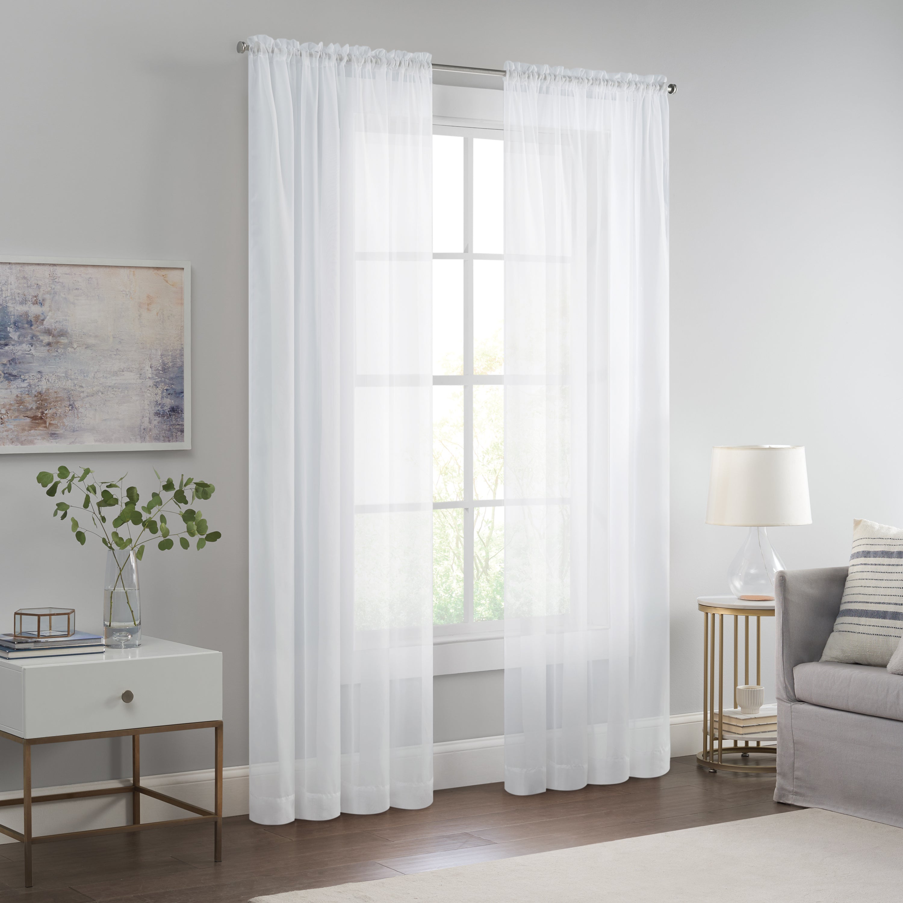  Eclipse Livia Sheer Rod Pocket Curtain Panel - Linen - Bonton