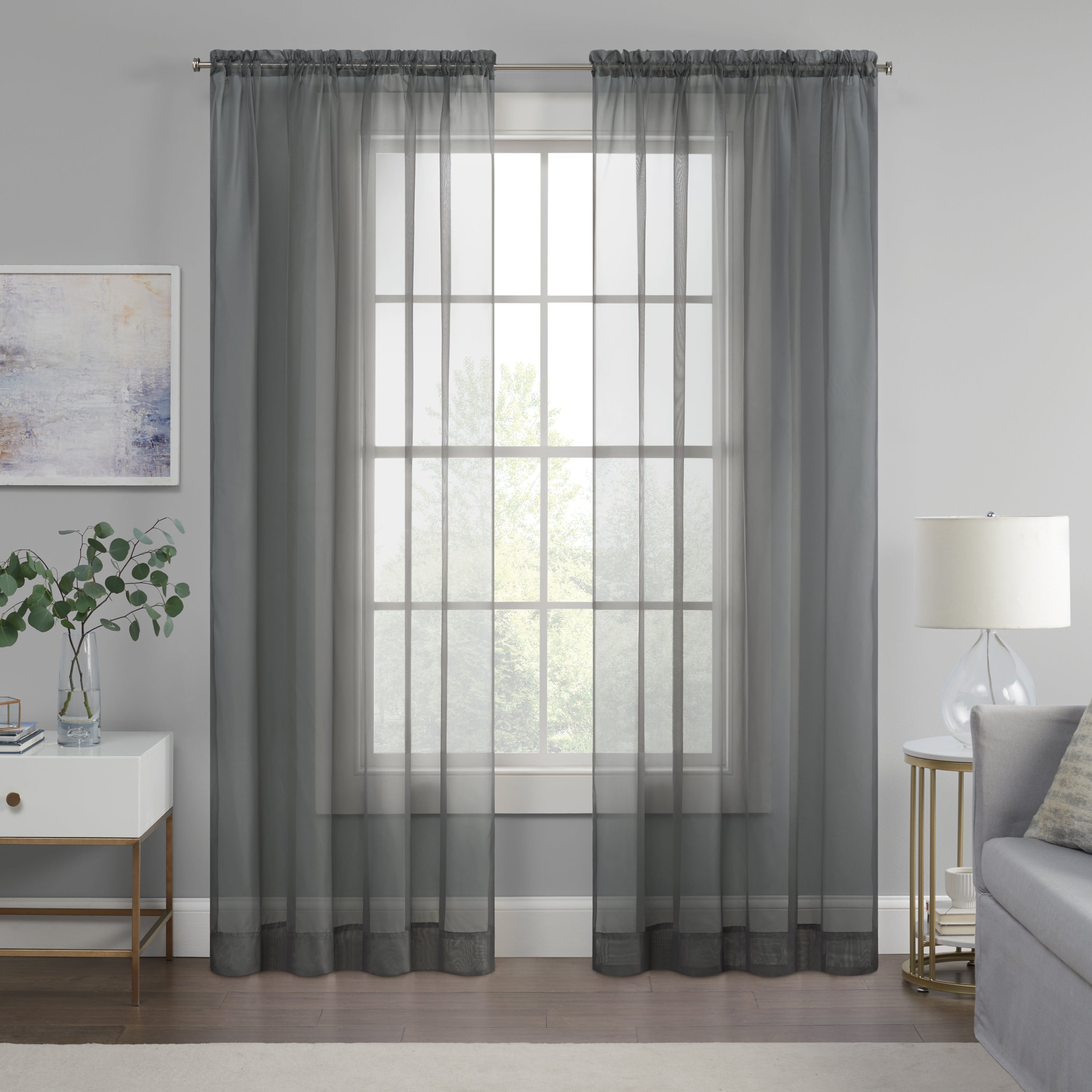  Eclipse Livia Sheer Rod Pocket Curtain Panel - Linen - Bonton