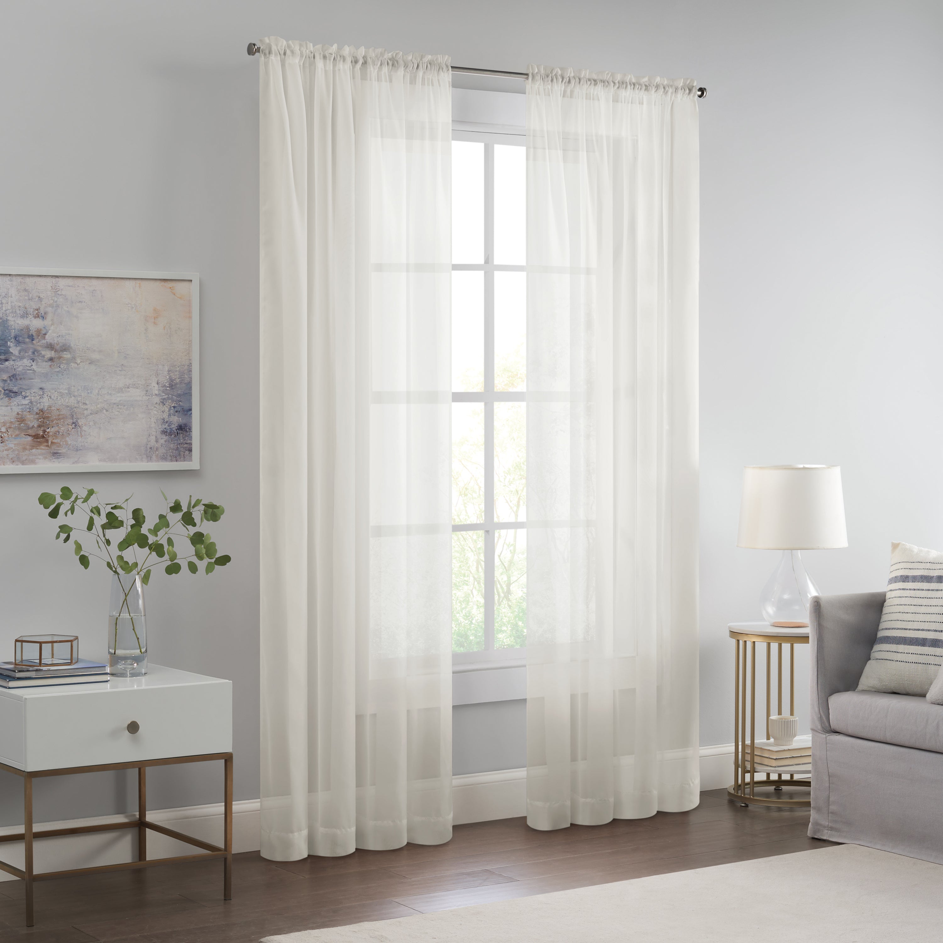  Eclipse Livia Sheer Rod Pocket Curtain Panel - Linen - Bonton