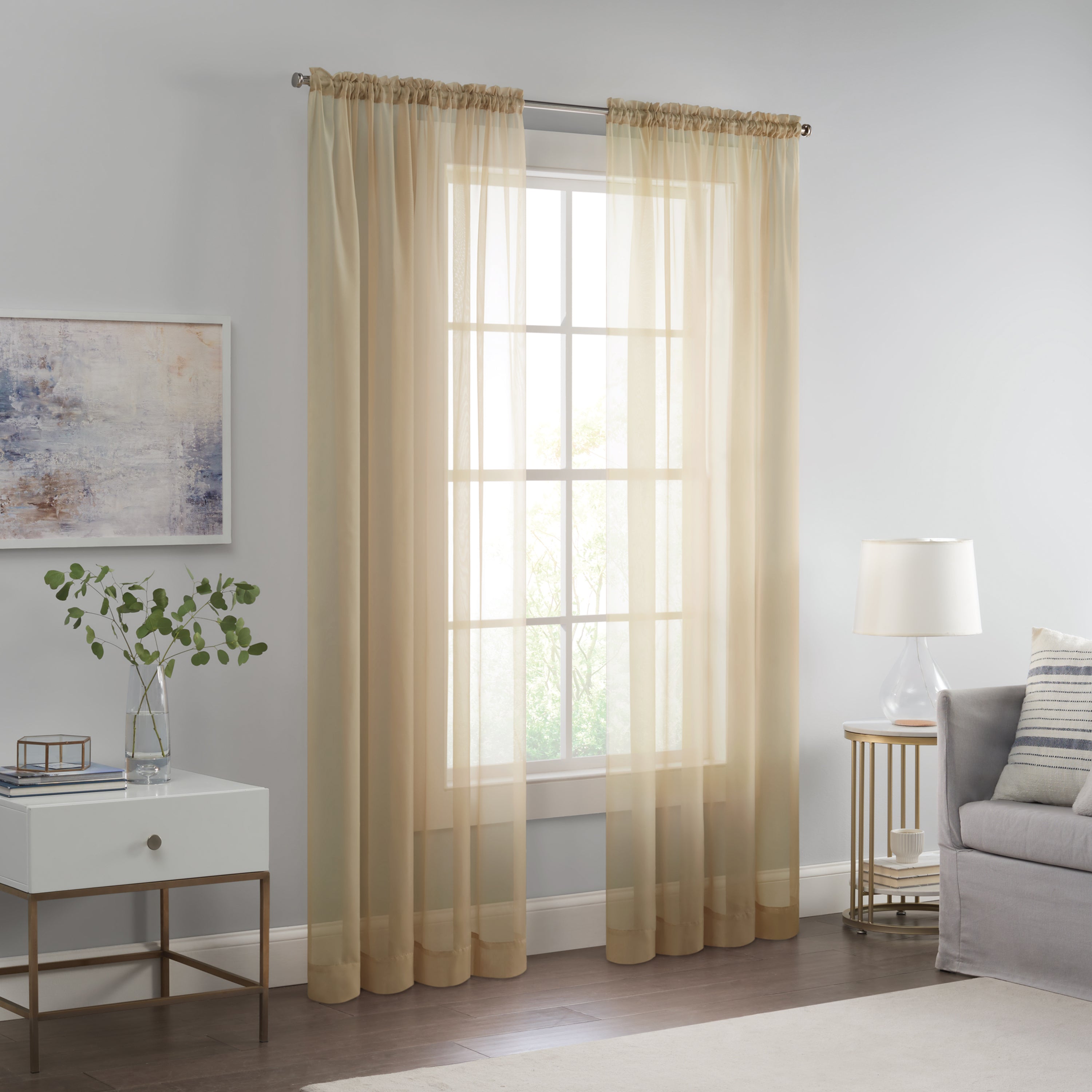  Eclipse Livia Sheer Rod Pocket Curtain Panel - Linen - Bonton