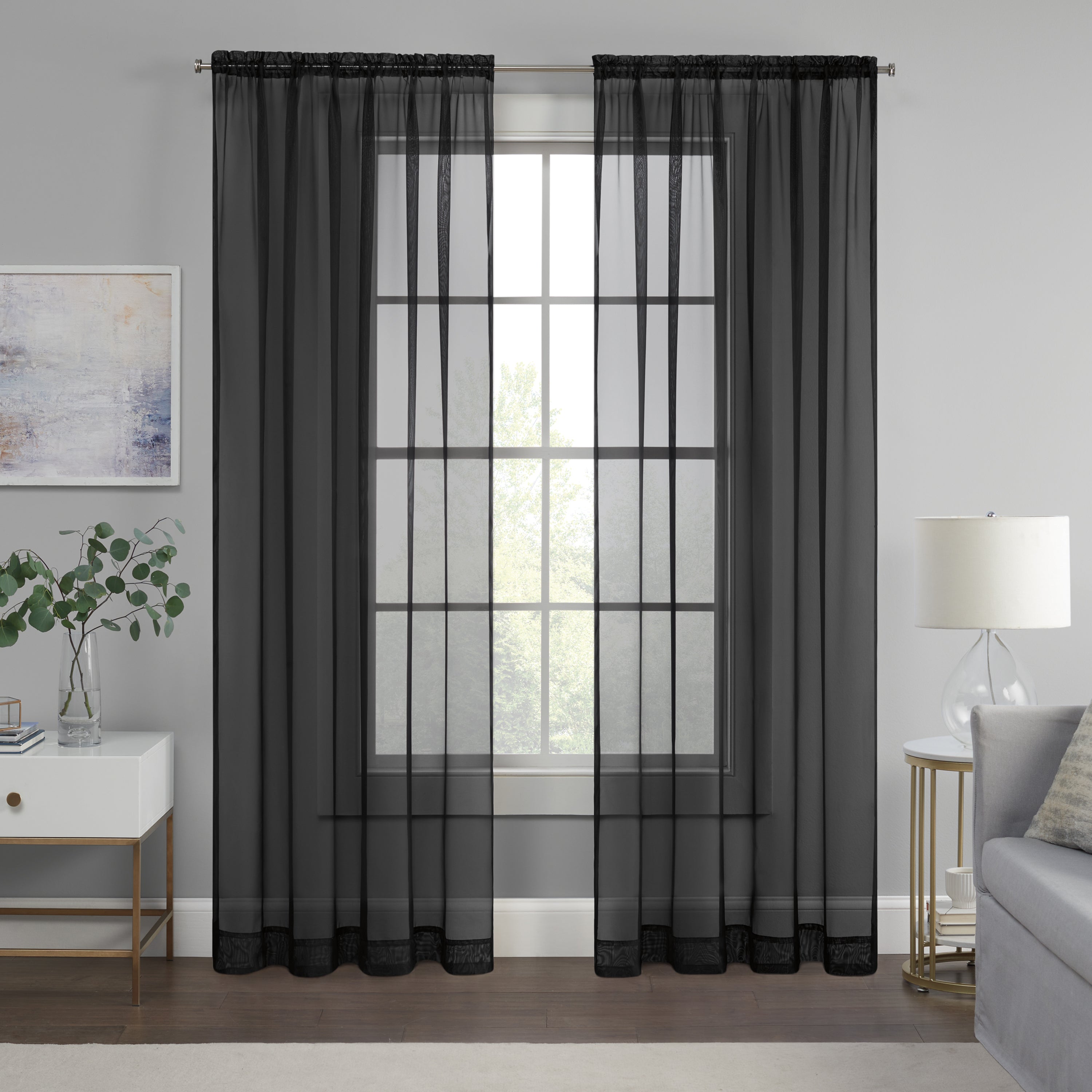  Eclipse Livia Sheer Rod Pocket Curtain Panel - Ivory - Bonton