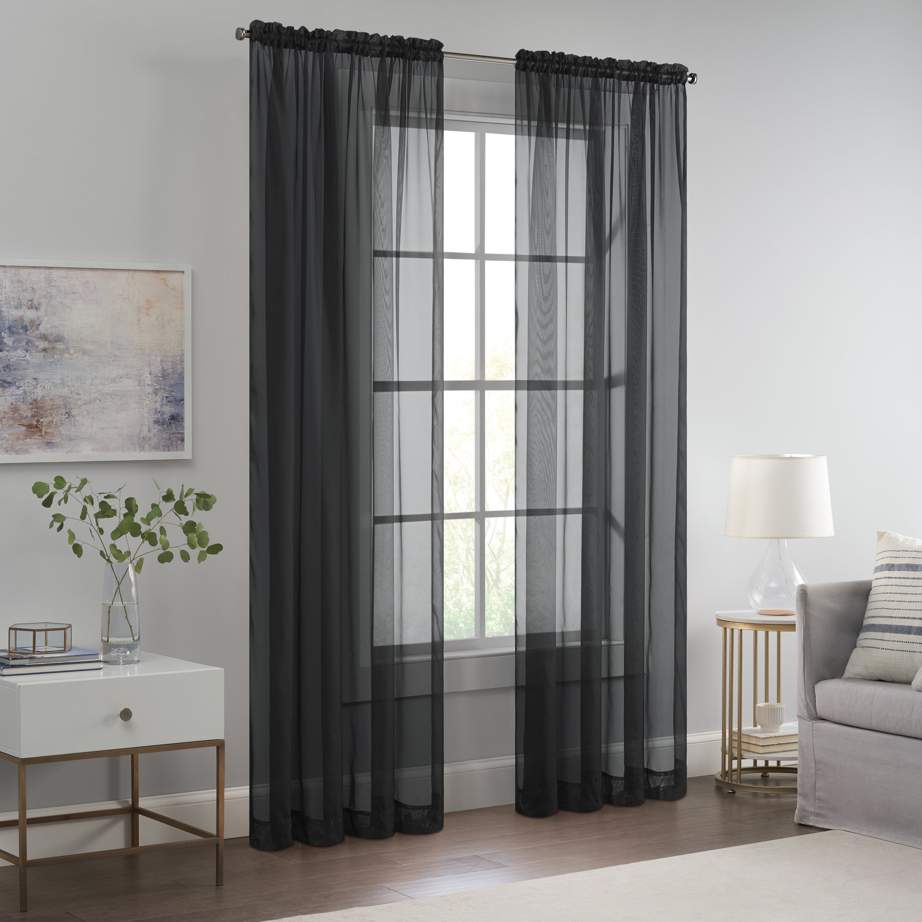  Eclipse Livia Sheer Rod Pocket Curtain Panel - Ivory - Bonton