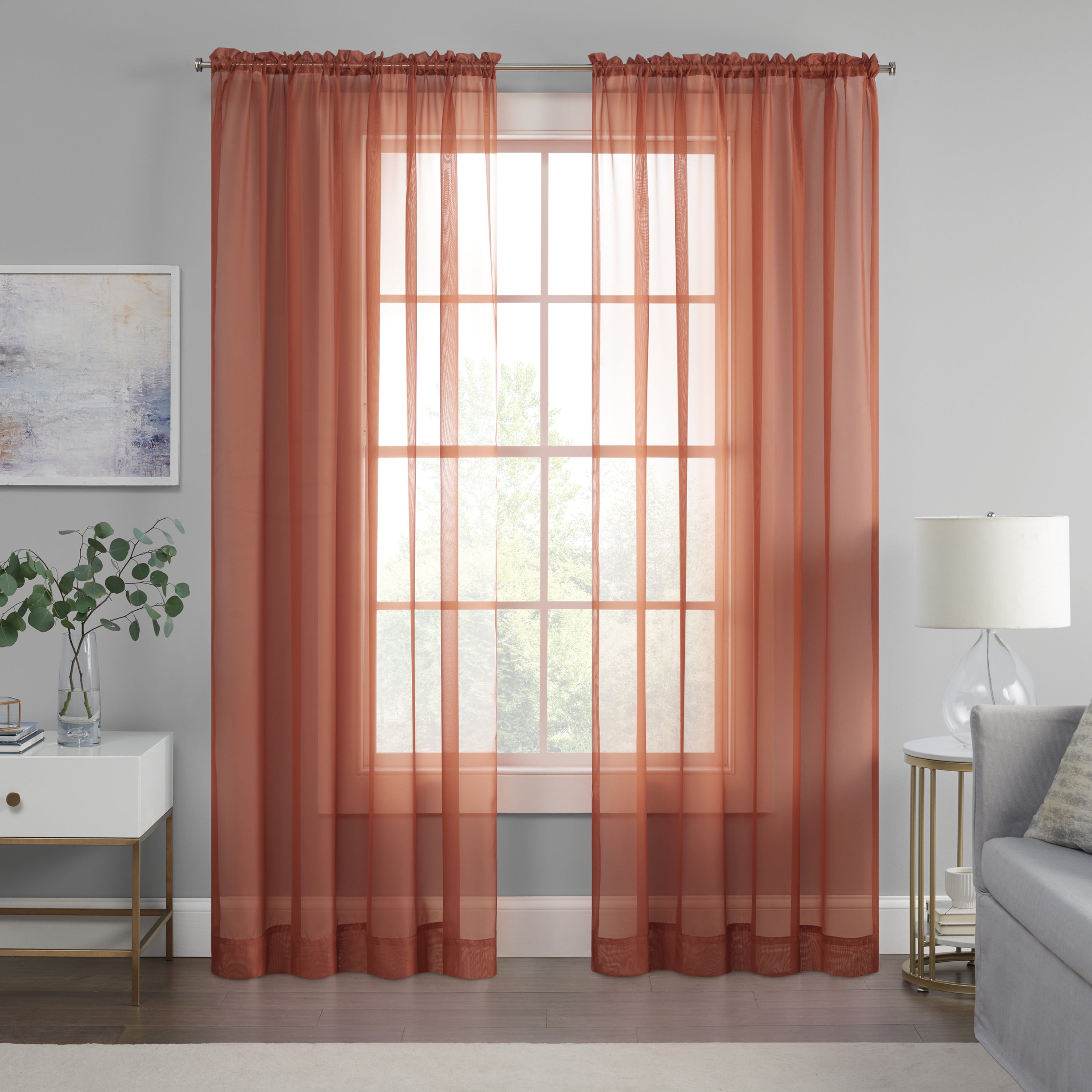  Eclipse Livia Sheer Rod Pocket Curtain Panel - Grey - Bonton