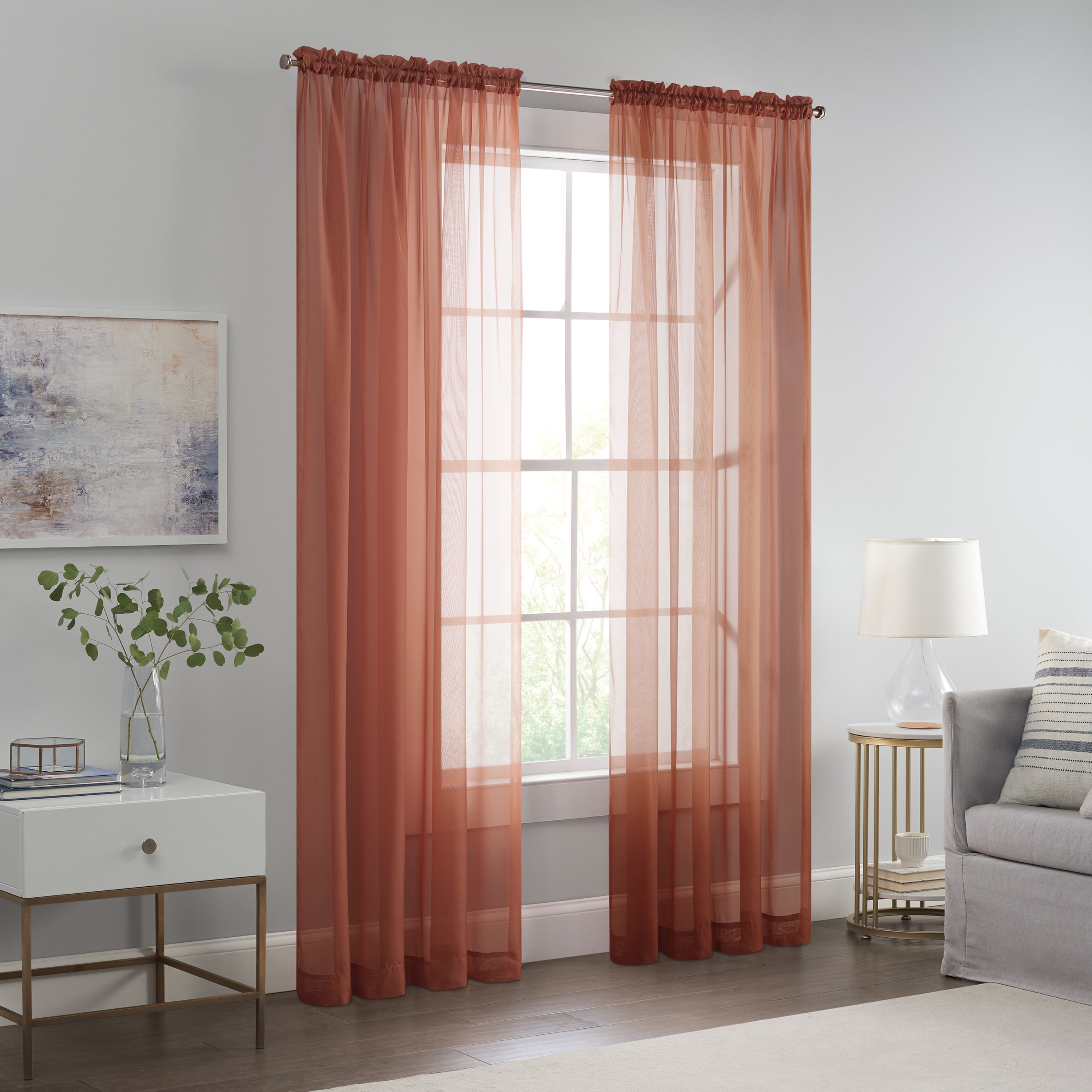  Eclipse Livia Sheer Rod Pocket Curtain Panel - Ivory - Bonton