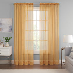 Emina Crushed Sheer Voil Rod Pocket Curtain Panel