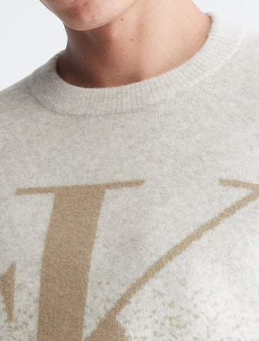 Long Sleeves Mono Ombre Jacquard Crew Sweater