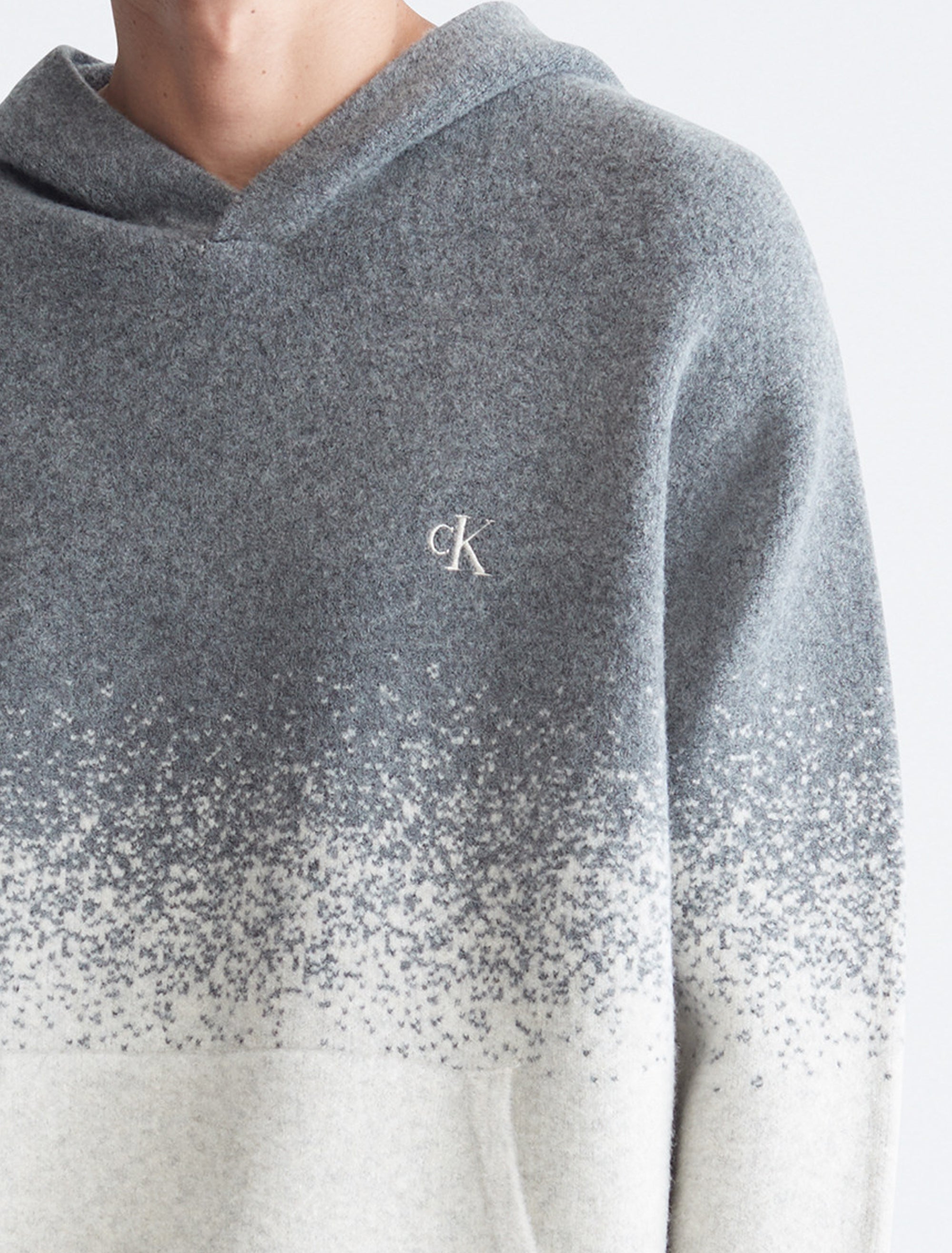  Calvin Klein Long Sleeves Ombre Pullover Hoody - Medium Gray Heather - Bonton