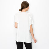 Buttoned Curved Hemline Jersey Top Plus