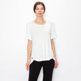 Buttoned Curved Hemline Jersey Top Plus