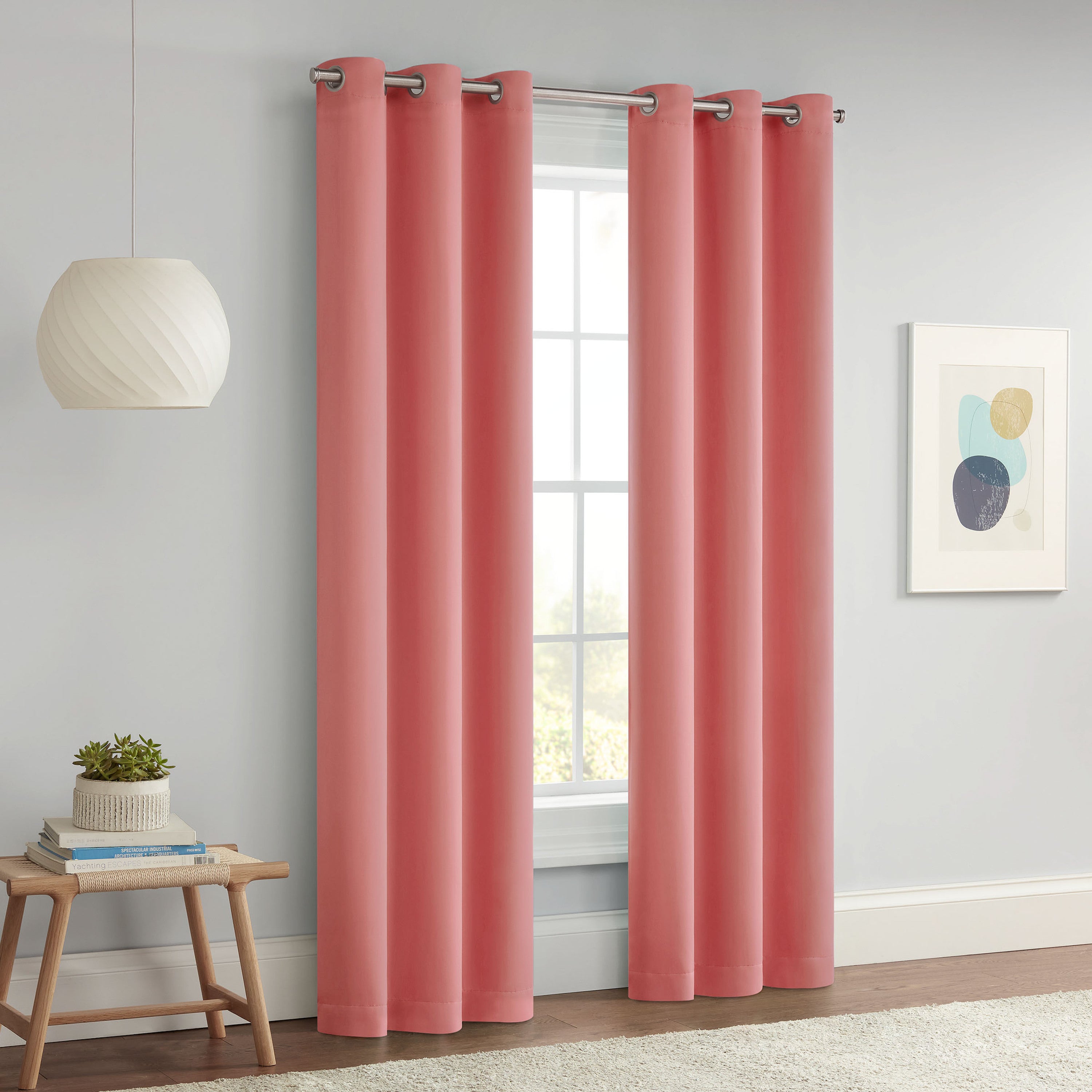  Eclipse Darrell Grommet Curtain Panel - Coral - Bonton