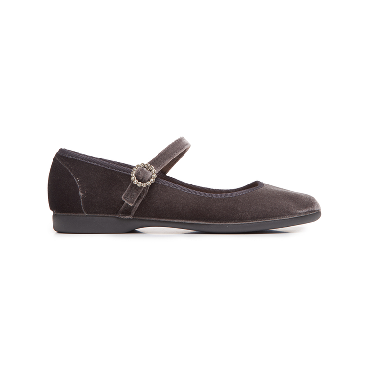 Holiday Velvet Mary Janes in Grey