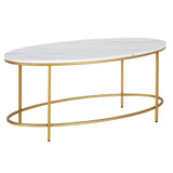 Nichols 42'' Wide Oval Coffee Table with Faux Marble Top