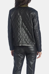 Plus Size Quilted Faux Leather Jacket