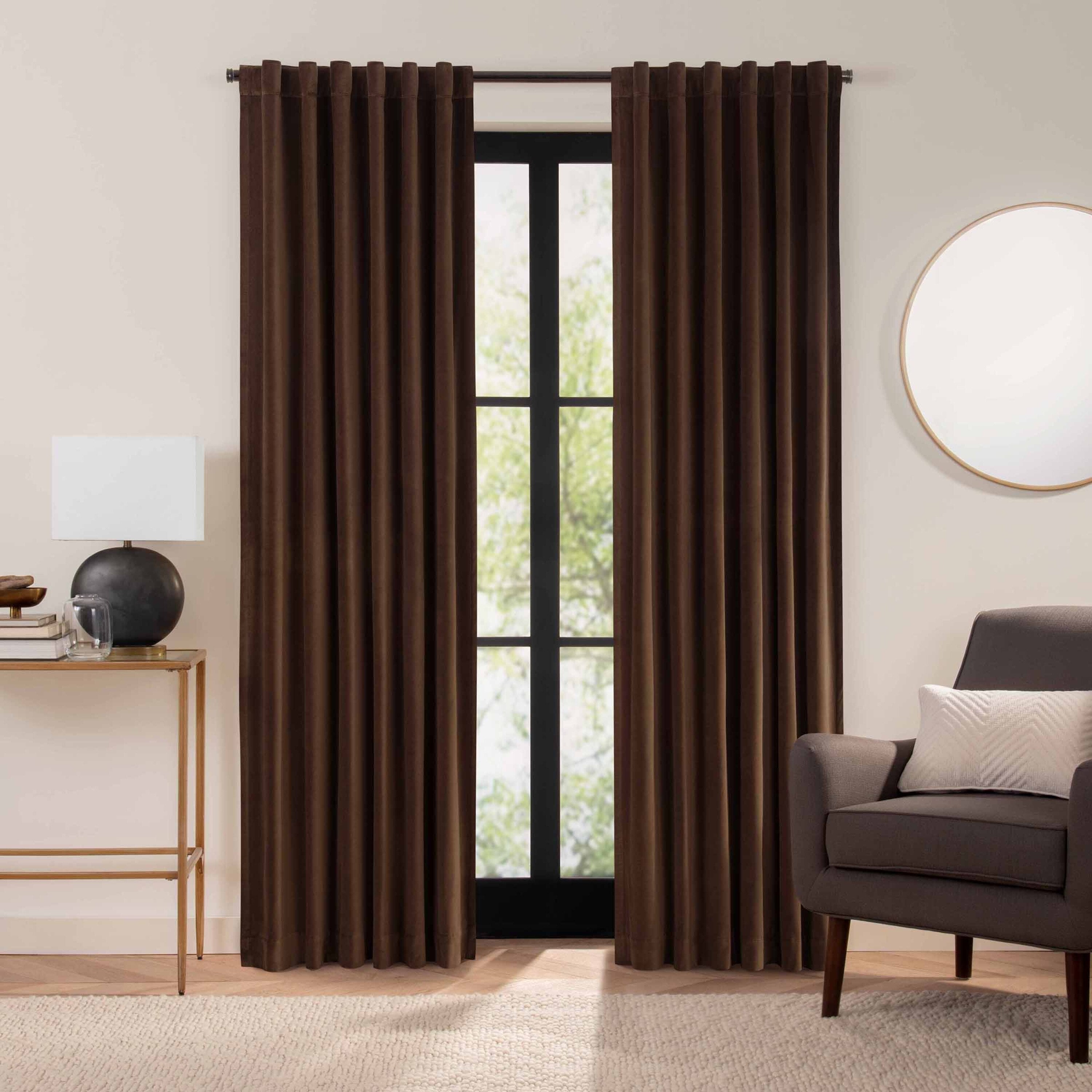  Velvet Blackout Rod Pocket Curtain Panel - Copper - Bonton