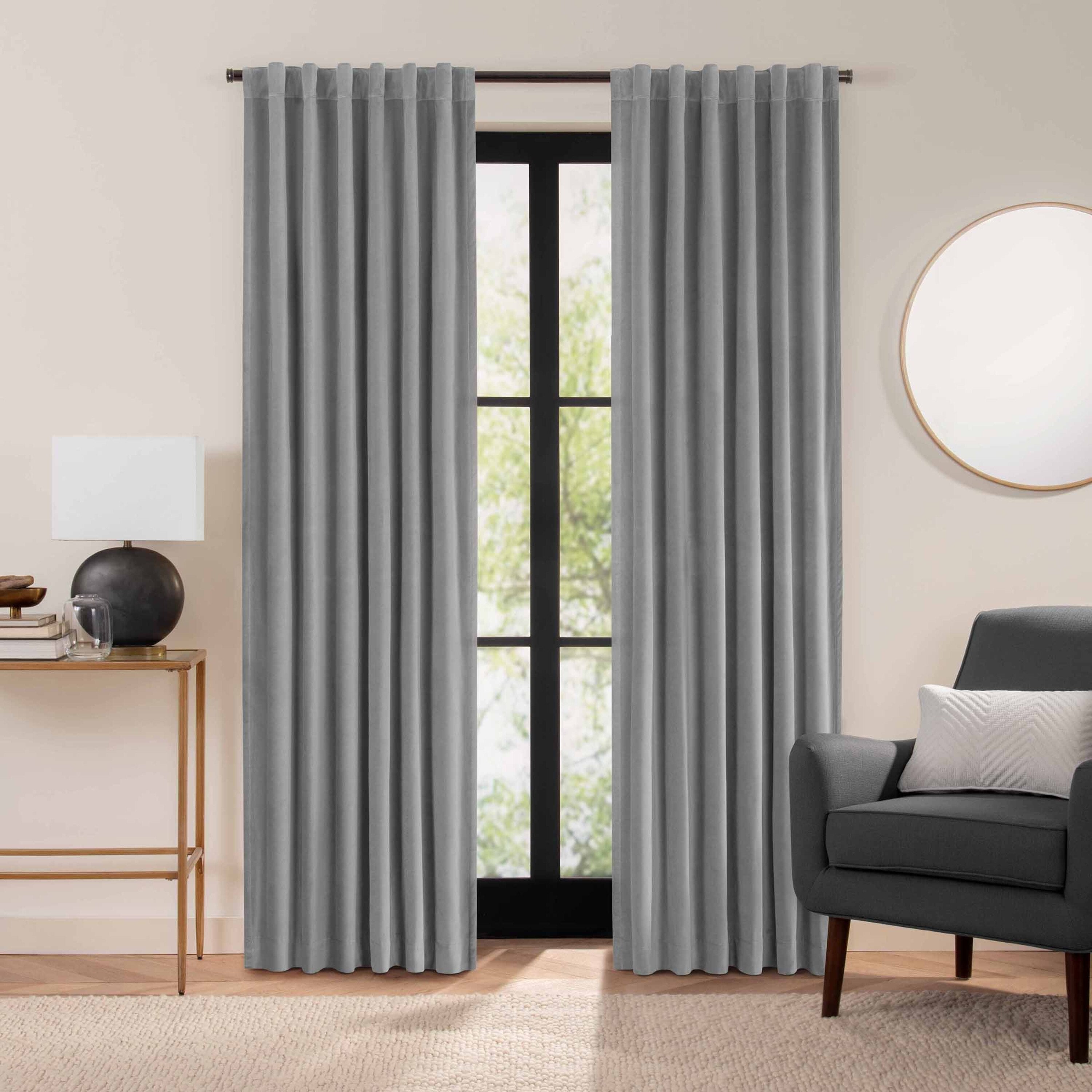  Velvet Blackout Rod Pocket Curtain Panel - Black - Bonton