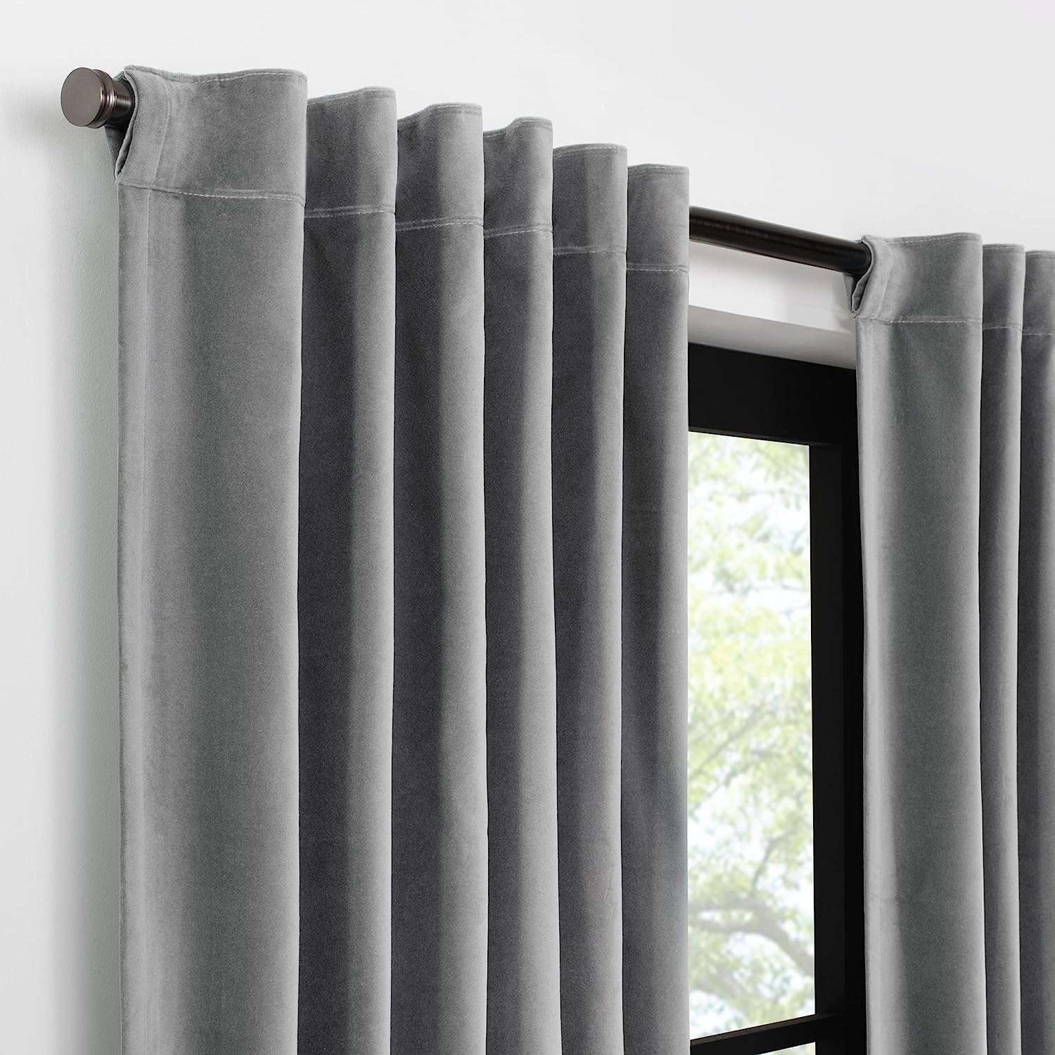  Velvet Blackout Rod Pocket Curtain Panel - Black - Bonton