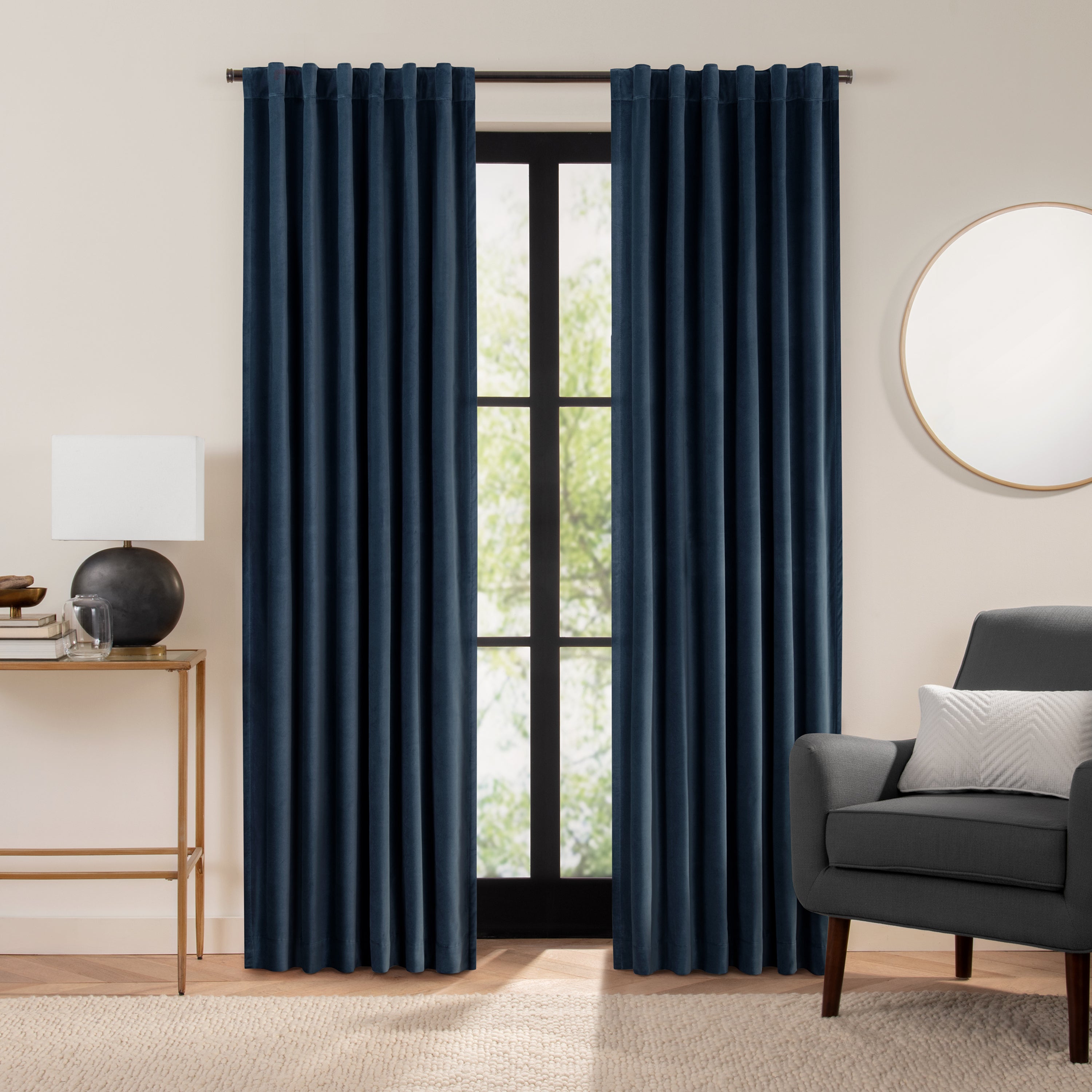  Velvet Blackout Rod Pocket Curtain Panel - Truffle - Bonton