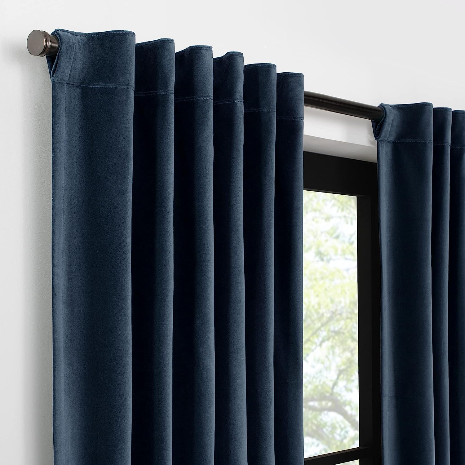  Velvet Blackout Rod Pocket Curtain Panel - Truffle - Bonton