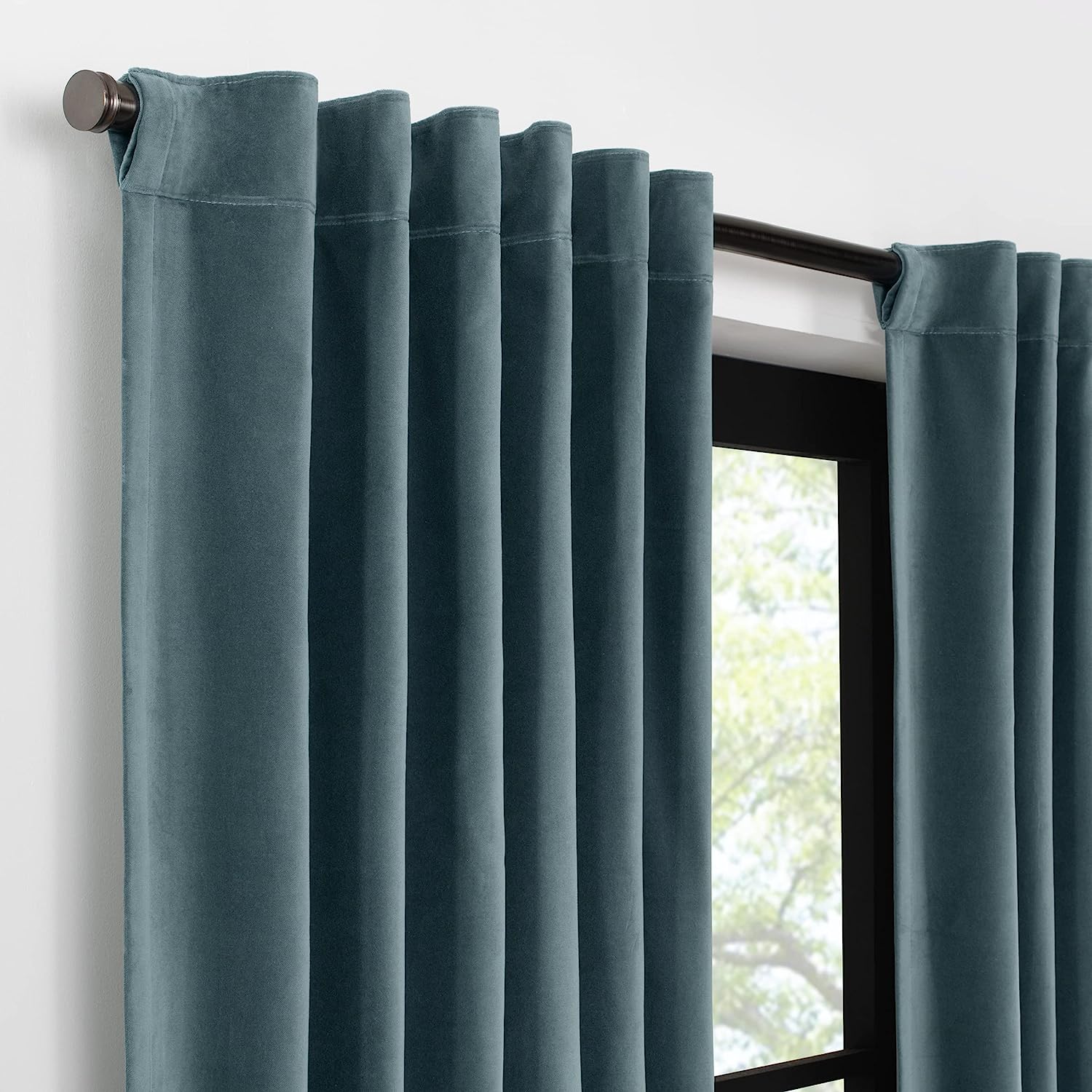  Velvet Blackout Rod Pocket Curtain Panel - Black - Bonton