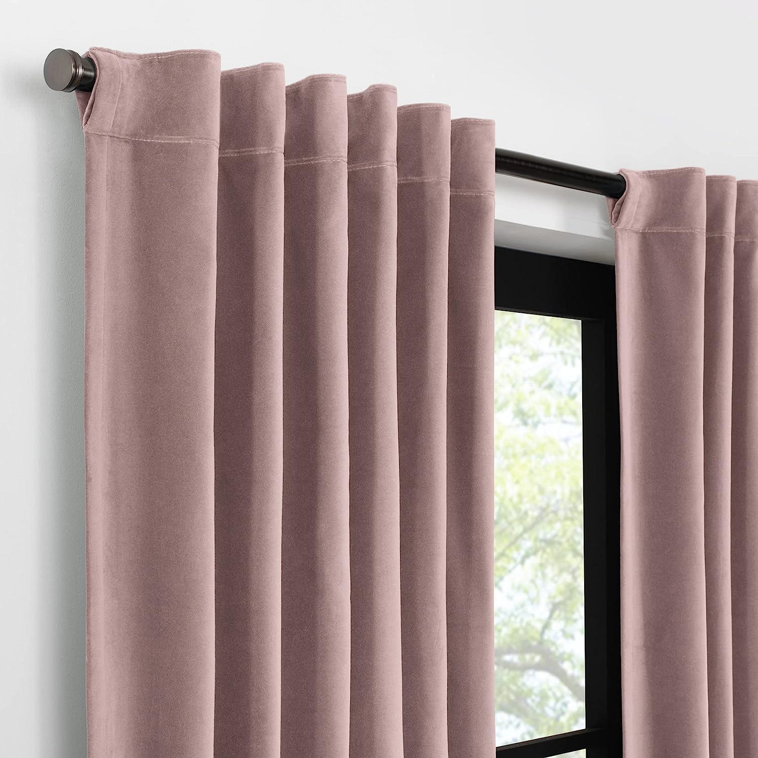  Velvet Blackout Rod Pocket Curtain Panel - Truffle - Bonton