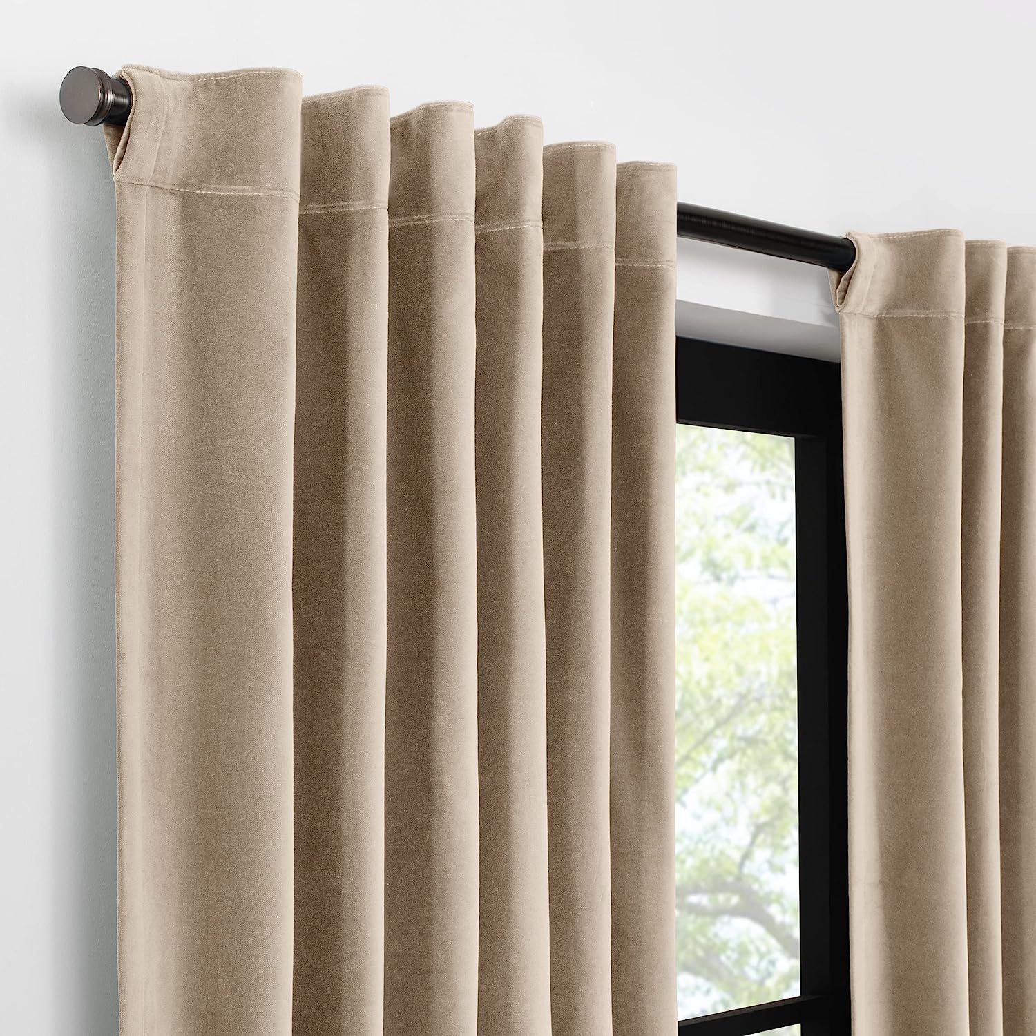  Velvet Blackout Rod Pocket Curtain Panel - Black - Bonton