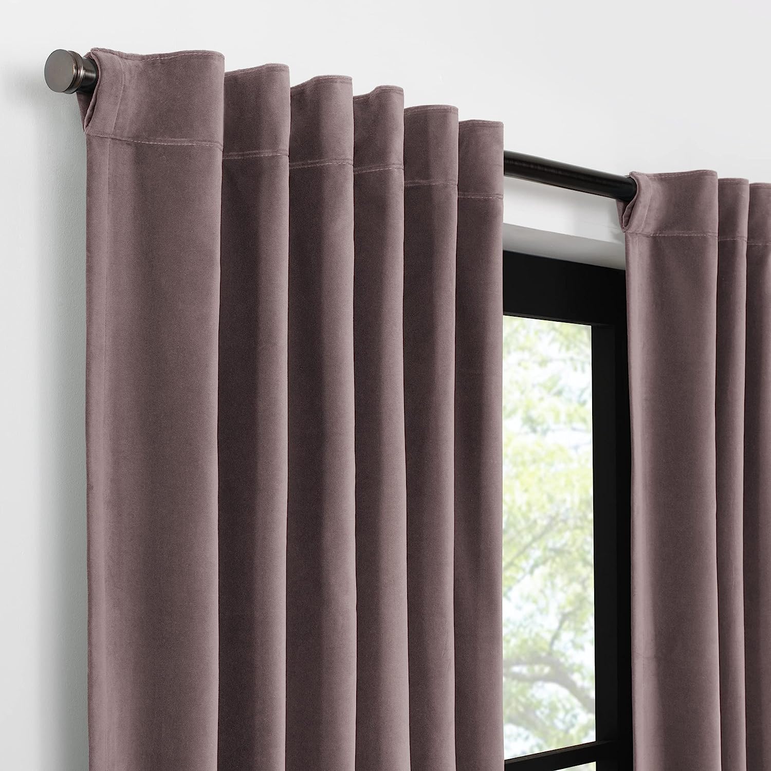  Velvet Blackout Rod Pocket Curtain Panel - Black - Bonton