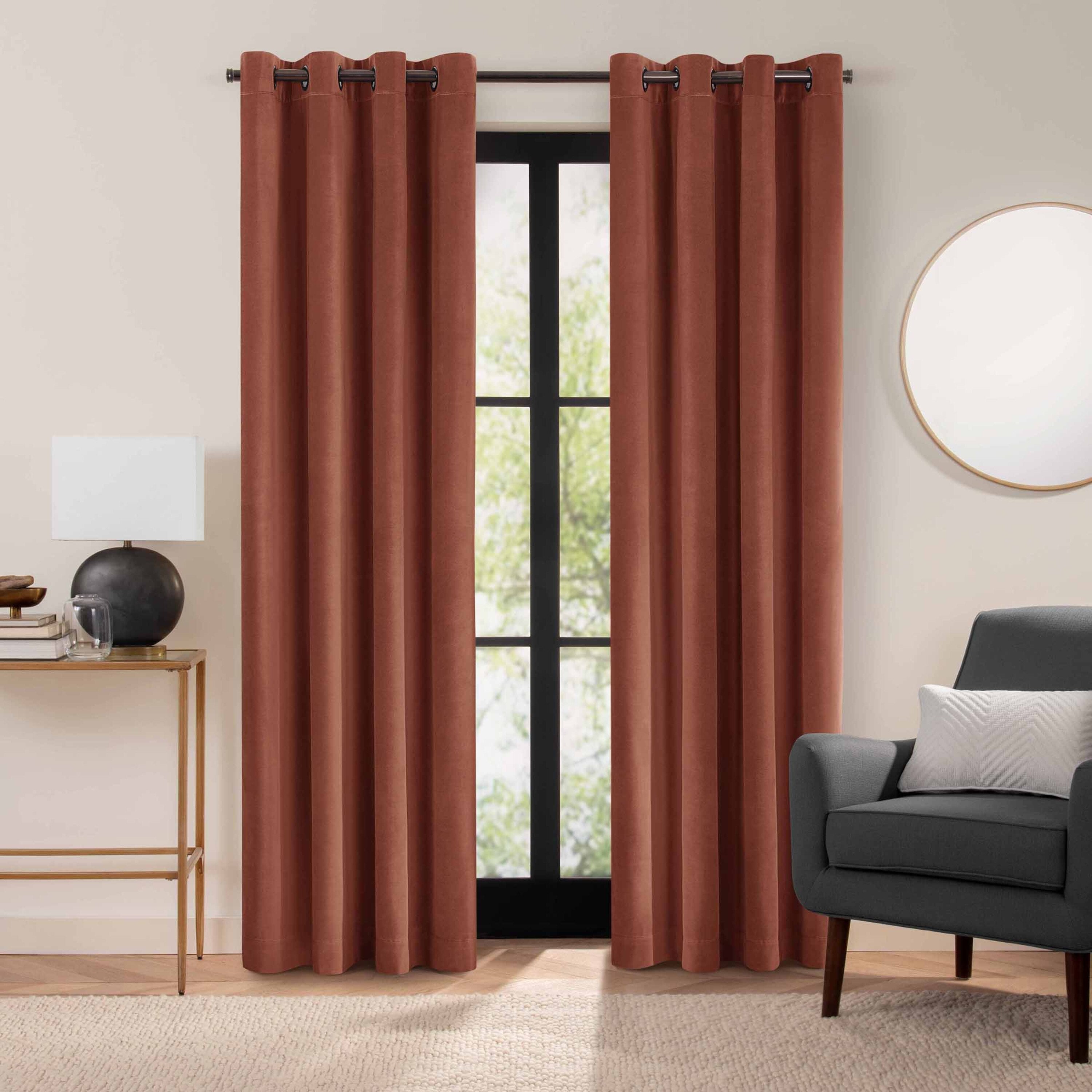  Velvet Blackout Grommet Curtain Panel - Dusty Rose - Bonton