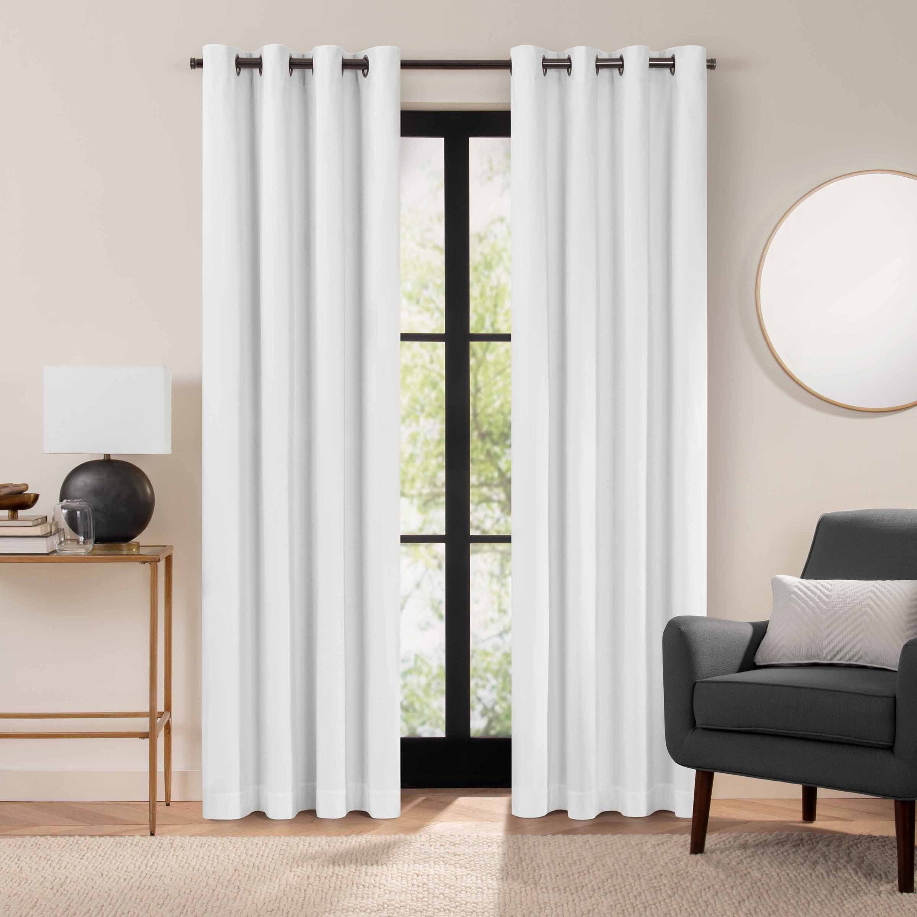  Velvet Blackout Grommet Curtain Panel - White - Bonton