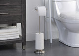 Free Standing Bathroom Toilet Tissue Paper Roll Holder Stand with Reserve Function