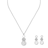Mother of Pearl Circle Necklace and Earrings 3 Piece Set