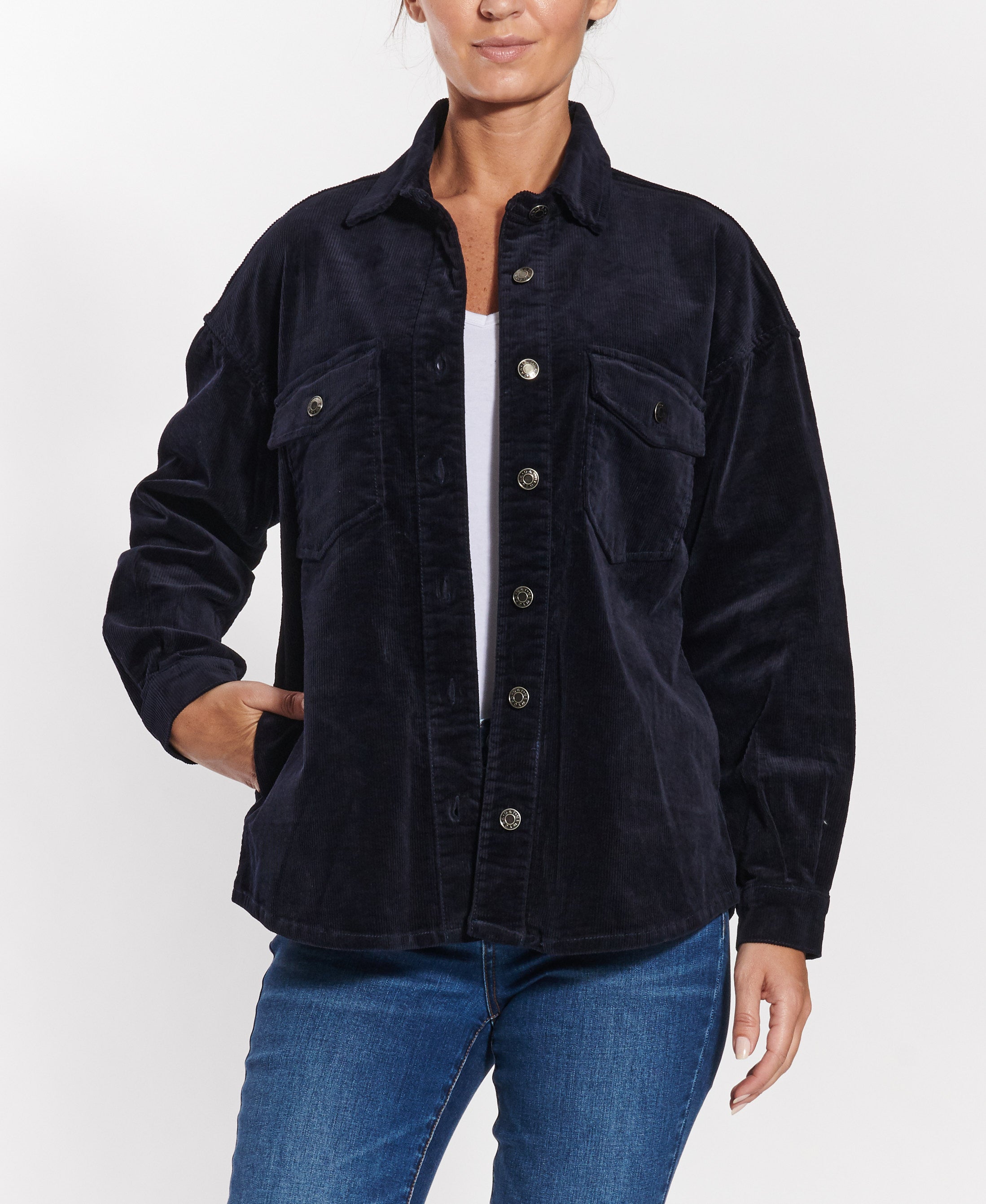  Oversized Shacket by Oat New York - Navy - Bonton