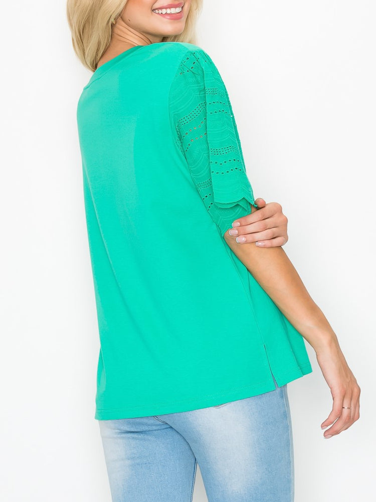Ramona Top With Lace Eyelet