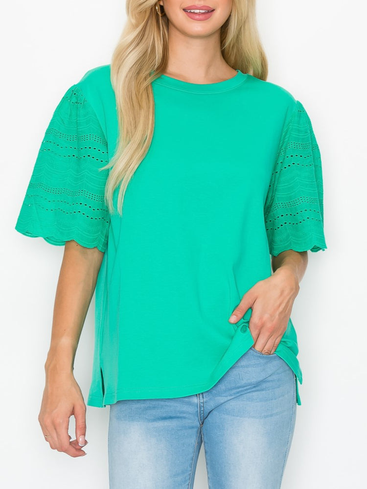 Ramona Top With Lace Eyelet