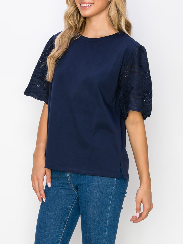 Ramona Top With Lace Eyelet