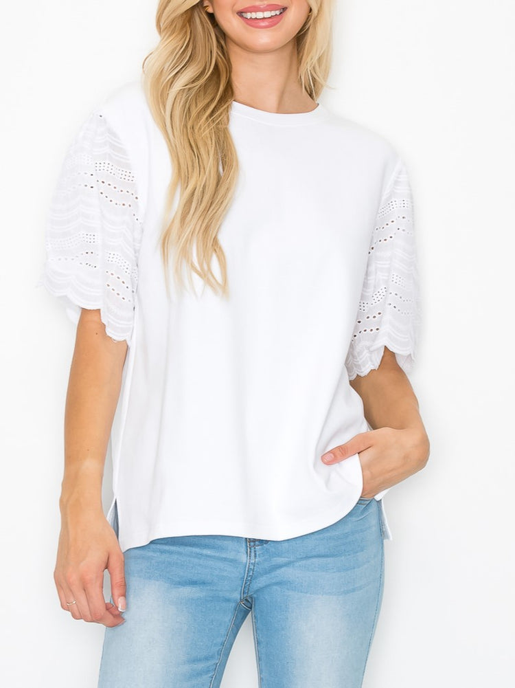 Ramona Top With Lace Eyelet