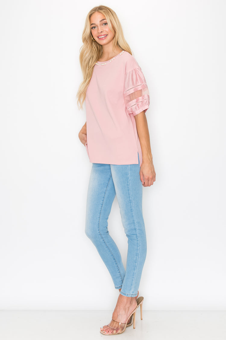 Reesa Top With Pearls